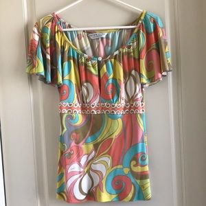 Trina Turk multi color silk top